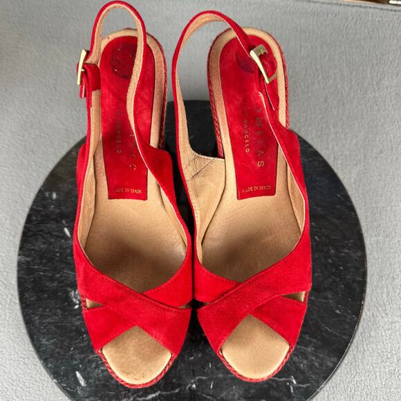 Palomitas by Paloma Barcelo Red Wedge Espadrille Shoes Women’s Size 39/ 8.5-9 US - Picture 6 of 8